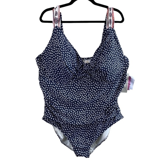 Anne Cole Women’s Plus Size Cottage Floral One-Piece‎ V-Front Swimsuit Sz 24W - Picture 1 of 10